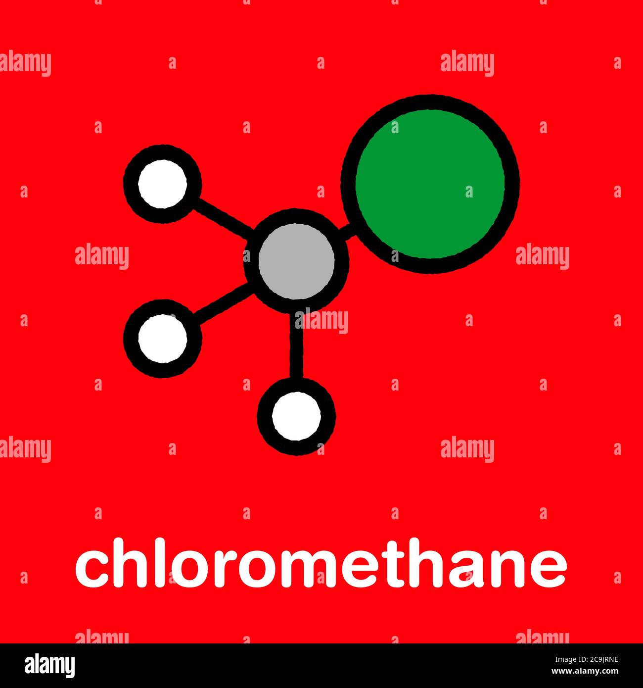 Chloromethane (methyl chloride) molecule. Stylized skeletal formula
