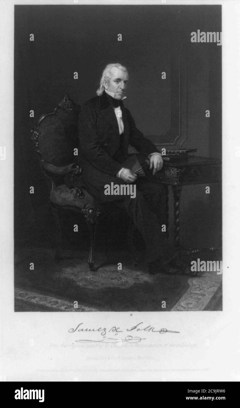 James K. Polk, fulllength portrait, seated, facing right Stock Photo