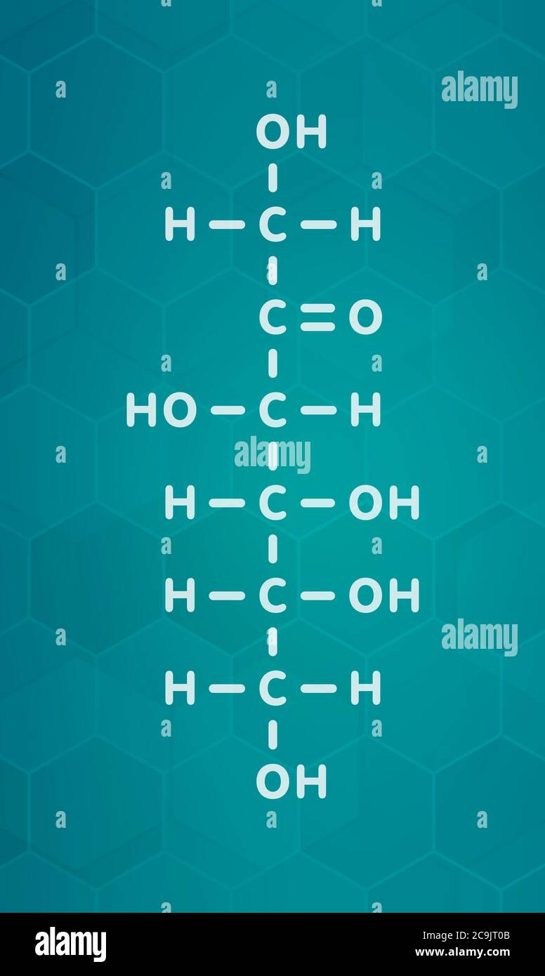 Fructose (Dfructose) fruit sugar molecule. Component of highfructose
