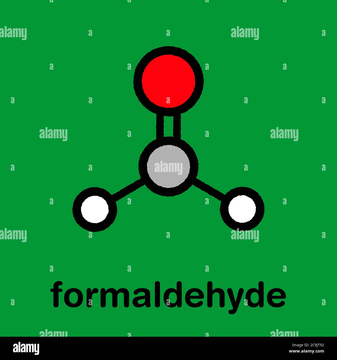 Formaldehyde (methanal) molecule. Important indoor pollutant. Stylized