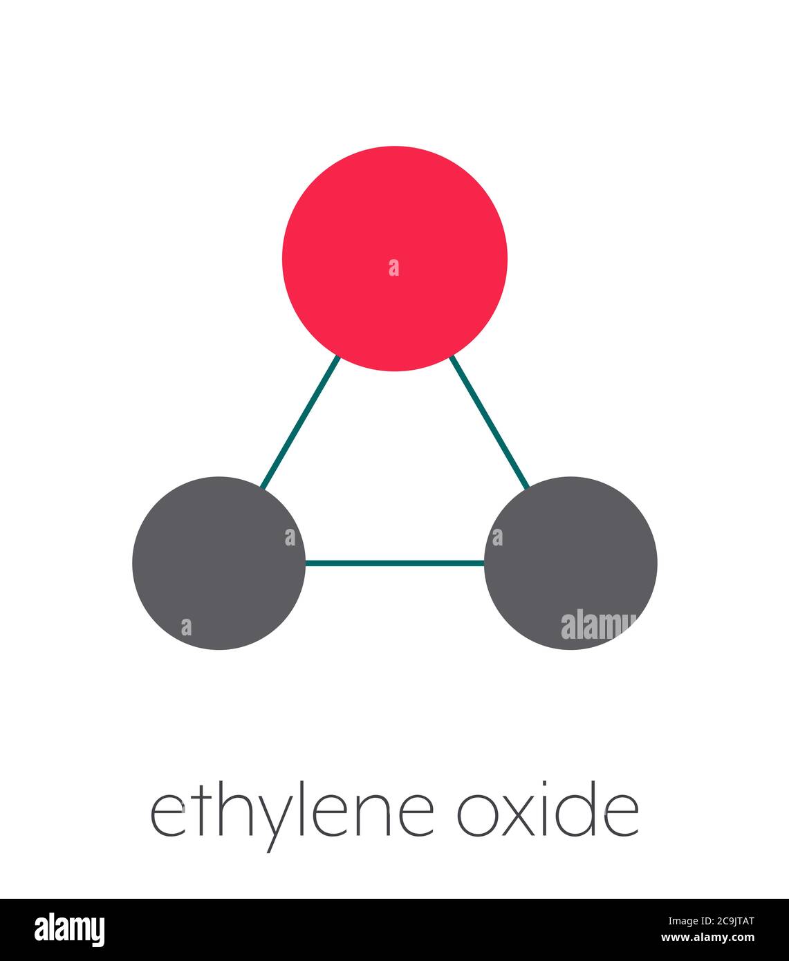 Ethylene oxide (oxirane) molecule. Uses include sterilization of medical devices and as a