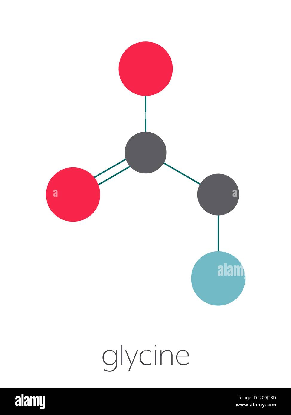 Glycine (Gly, G) amino acid molecule. Stylized skeletal formula