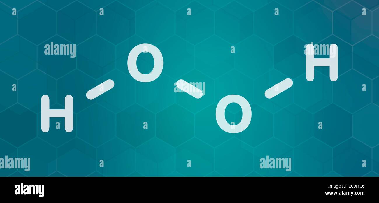 Hydrogen peroxide molecule. Reactive oxygen species (ROS). Used as