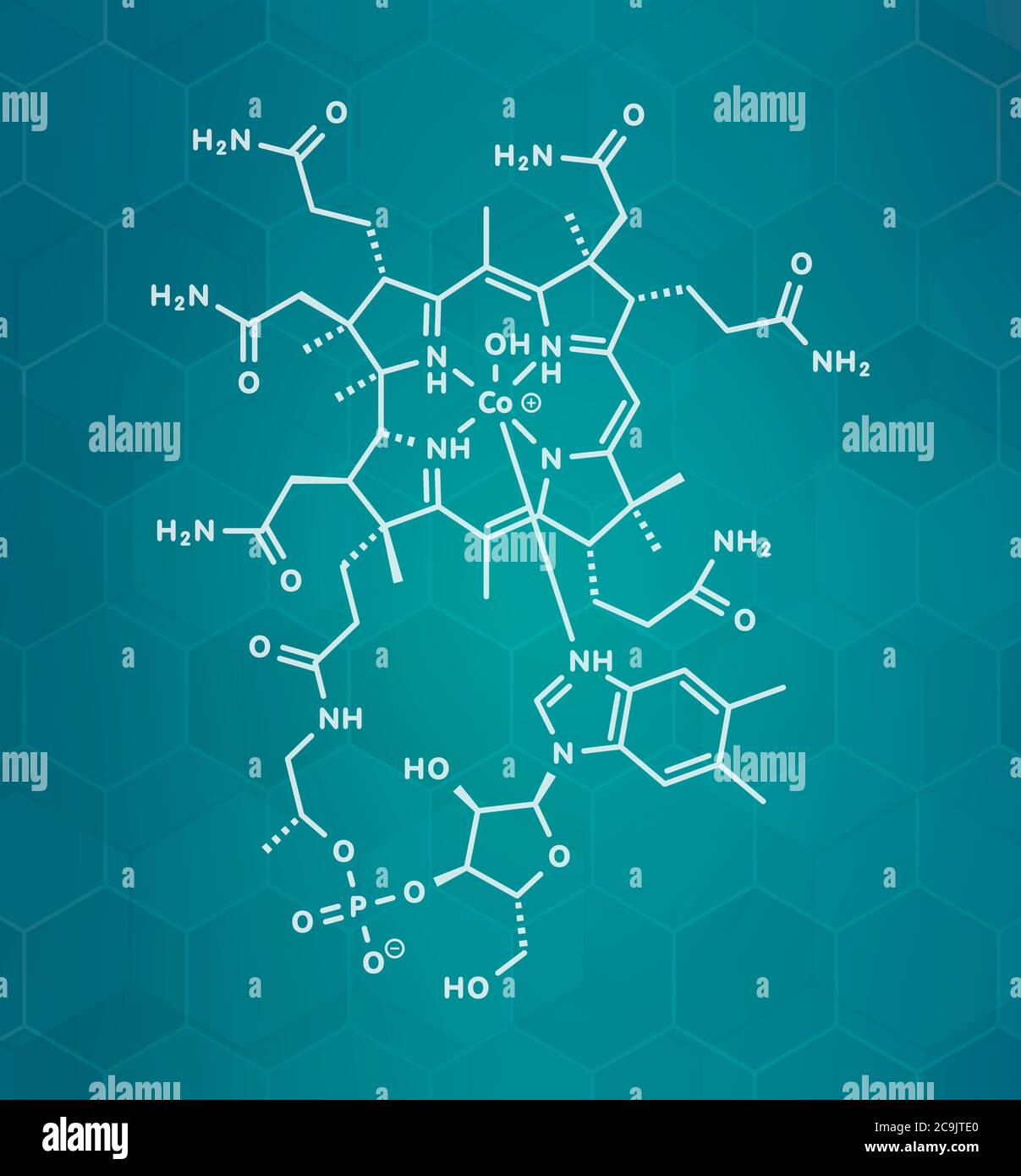 Hydroxocobalamin vitamin B12 molecule. Often given therapeutically in