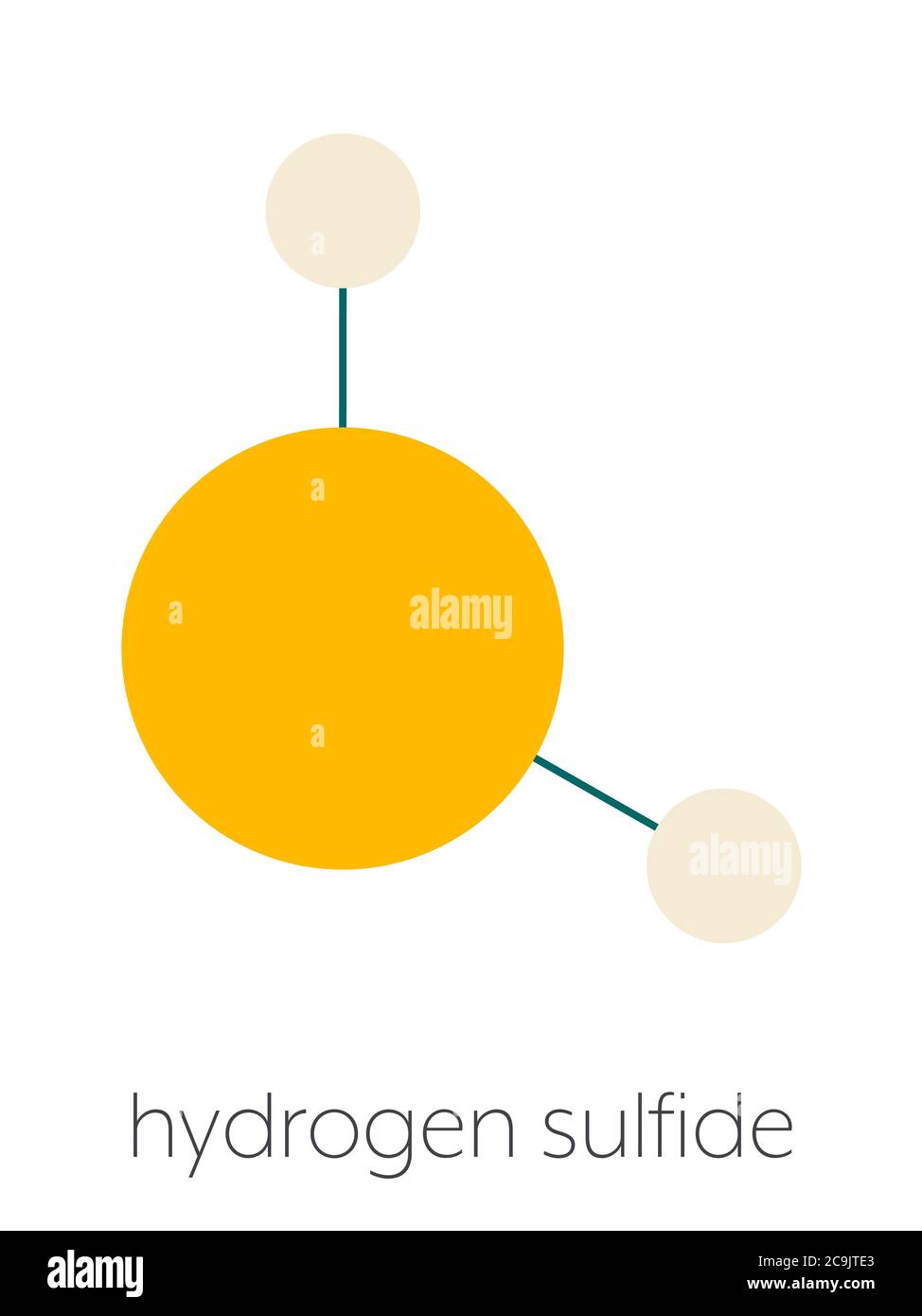 Hydrogen sulfide (H2S) molecule. Toxic gas with characteristic odour of