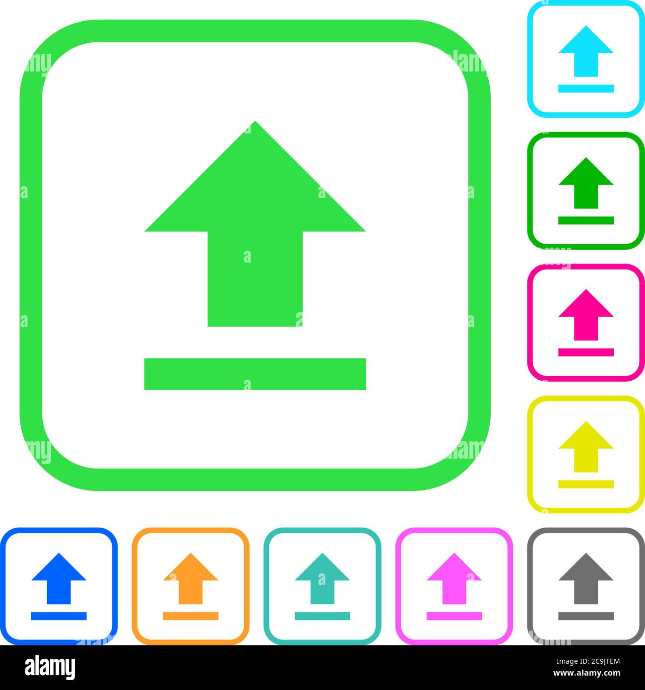 Upload vivid colored flat icons in curved borders on white background ...