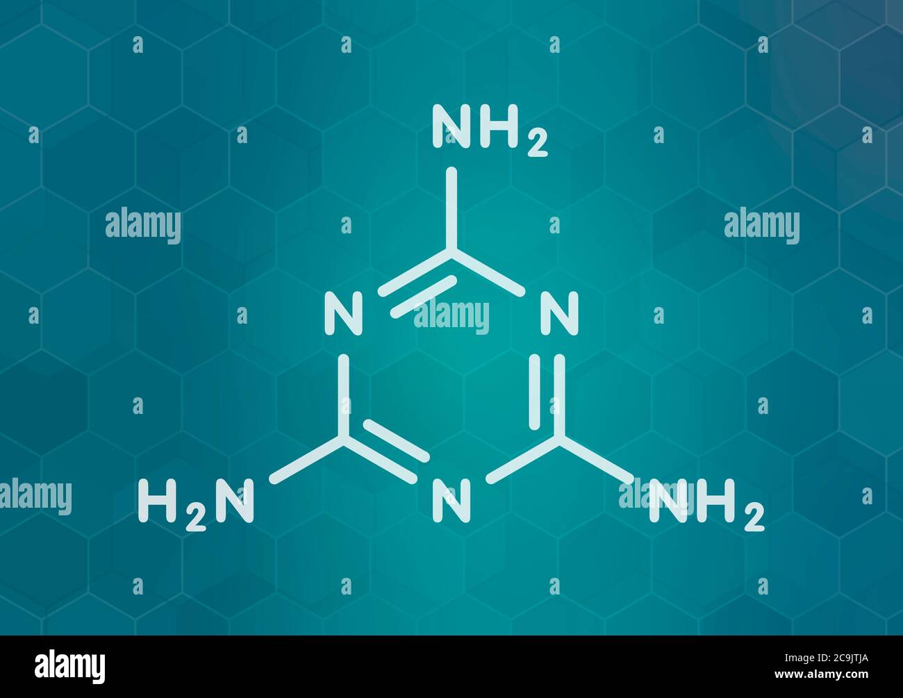 Melamine molecule. Used in protein adulteration, e.g. in milk powder
