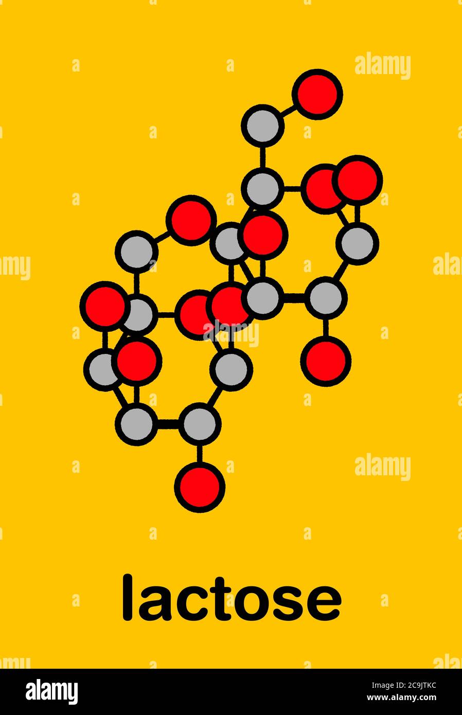 Lactose milk sugar molecule. Stylized skeletal formula (chemical