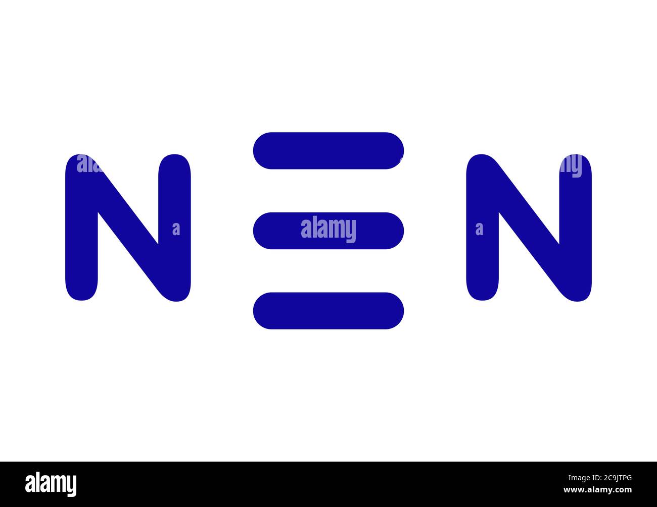 Elemental nitrogen (N2) molecule. Nitrogen gas is the main component of the Earth's atmosphere