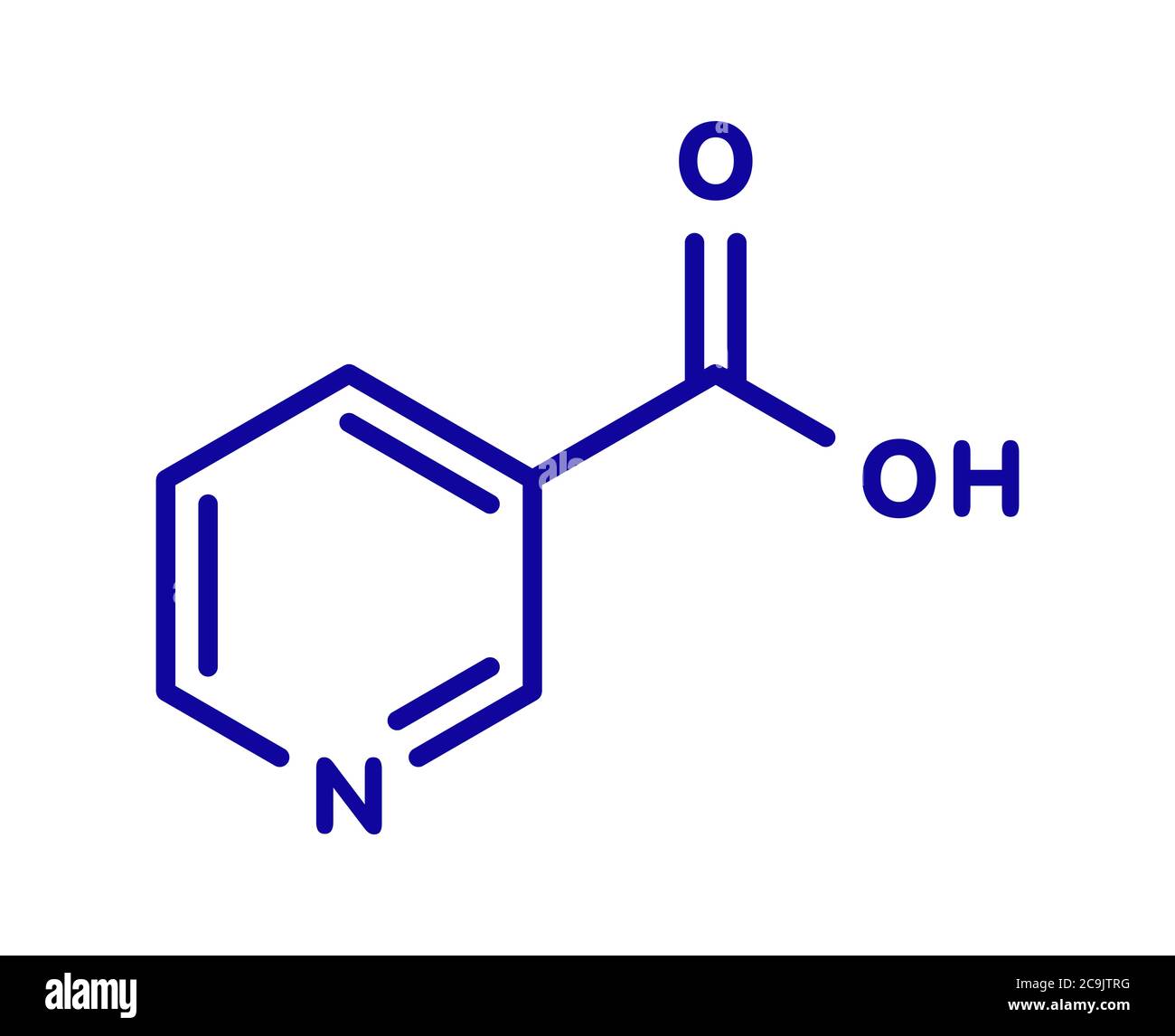 Vitamin B3 (niacin) molecule. Blue skeletal formula on white background Stock Photo Alamy