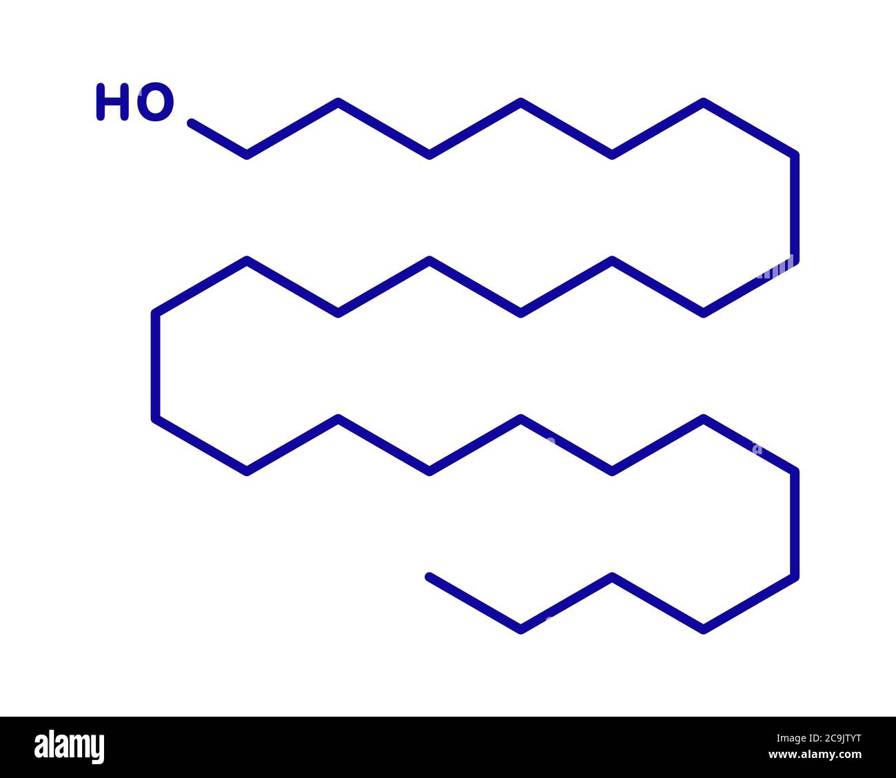 Octacosanol plant wax component molecule. long chain fatty alcohol, present in e.g. the waxy cover of eucalyptus leaves. Main constituent of policosan Stock Photo