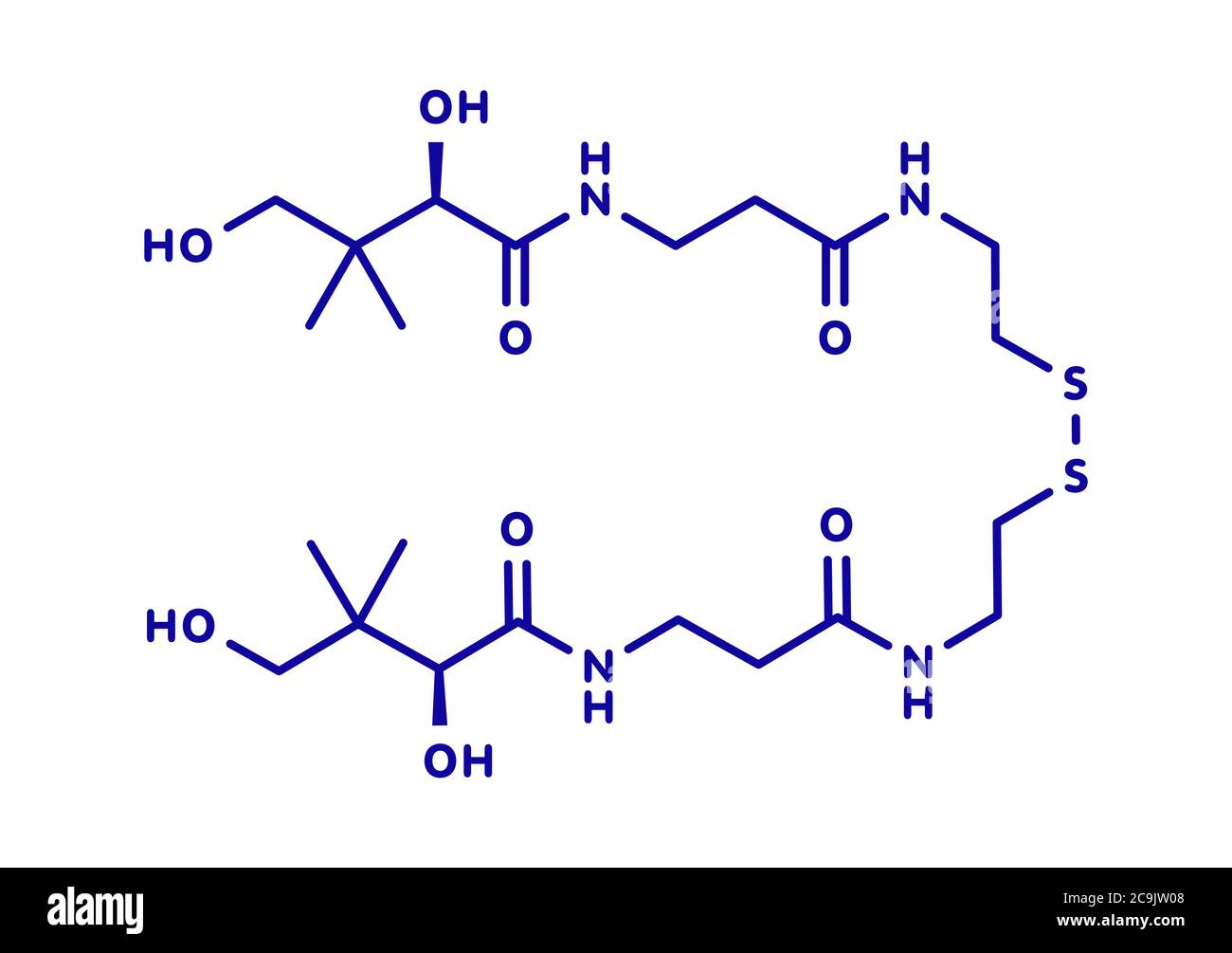 Pantethine (dimeric vitamin B5) molecule. Used in dietary supplements