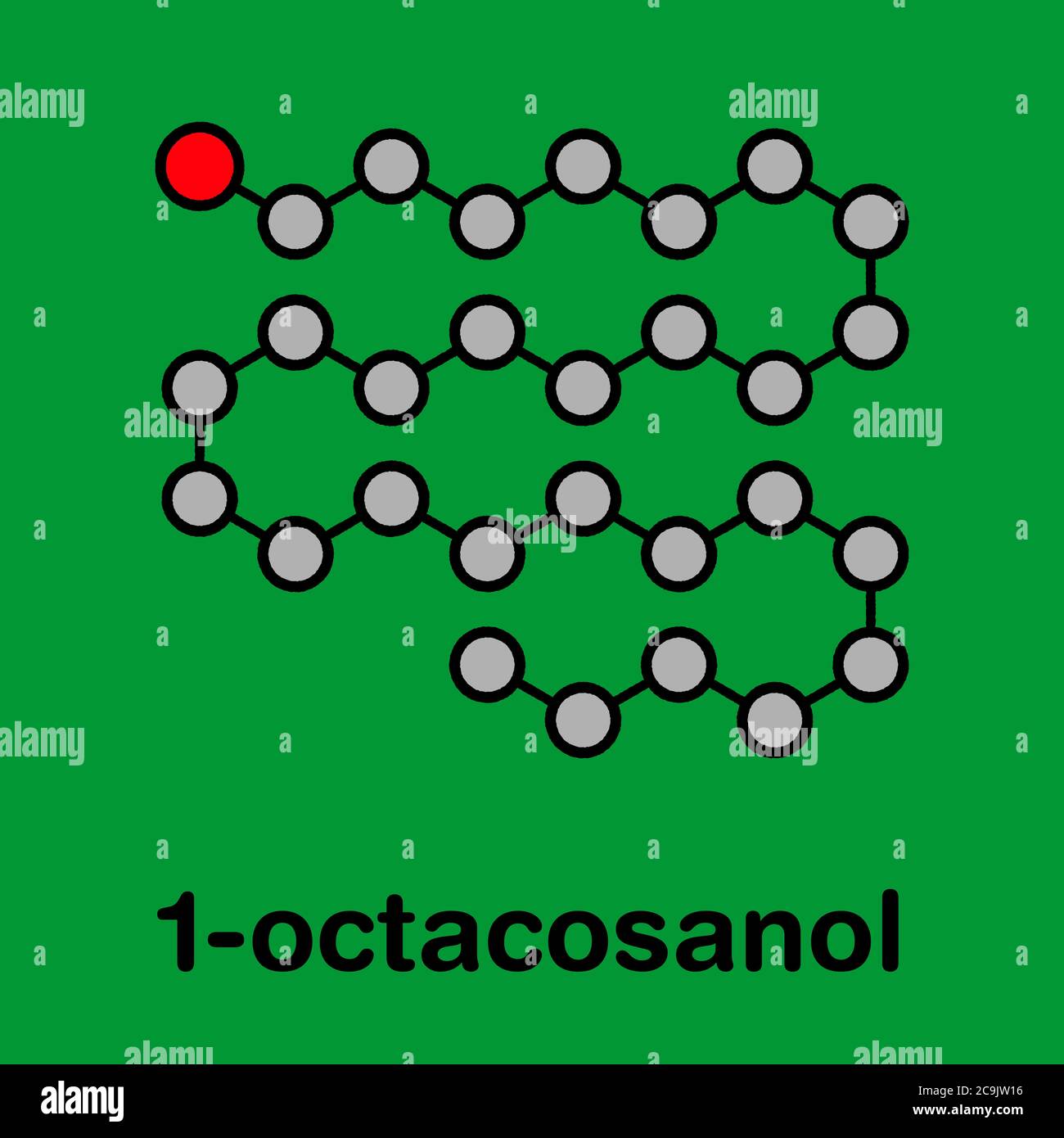 Octacosanol plant wax component molecule. long chain fatty alcohol