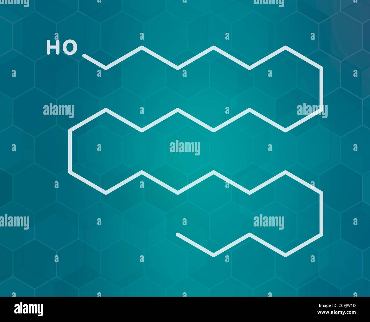 Octacosanol plant wax component molecule. long chain fatty alcohol