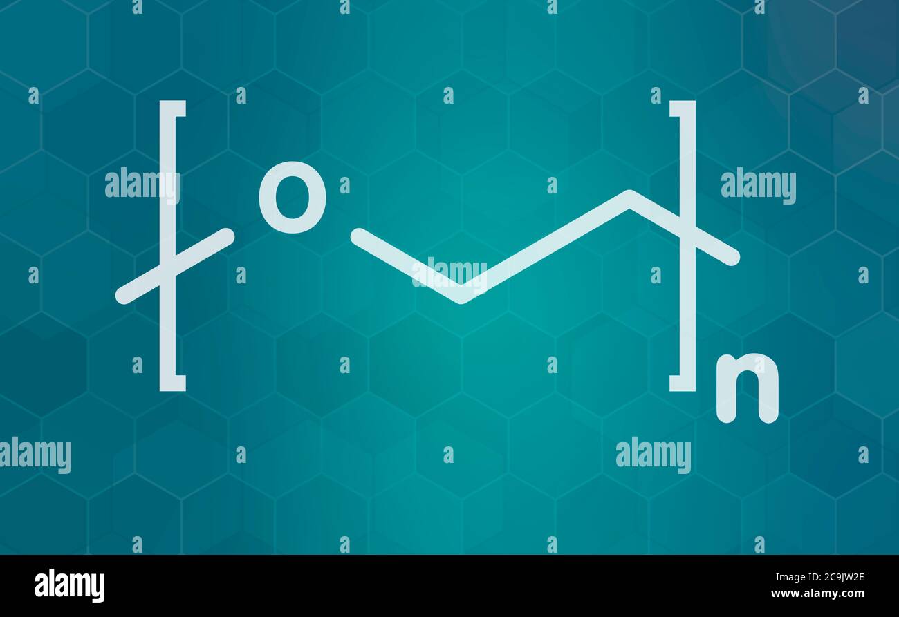 Polyethylene glycol (PEG), chemical structure. Forms of PEG are used as