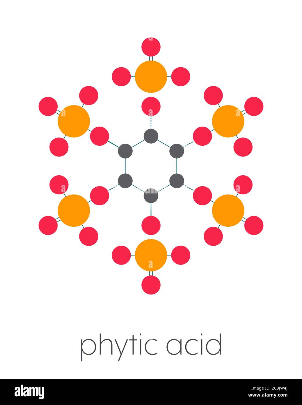 Phytic acid (hexakisphosphate, IP6, phytate) molecule. Present in seeds ...