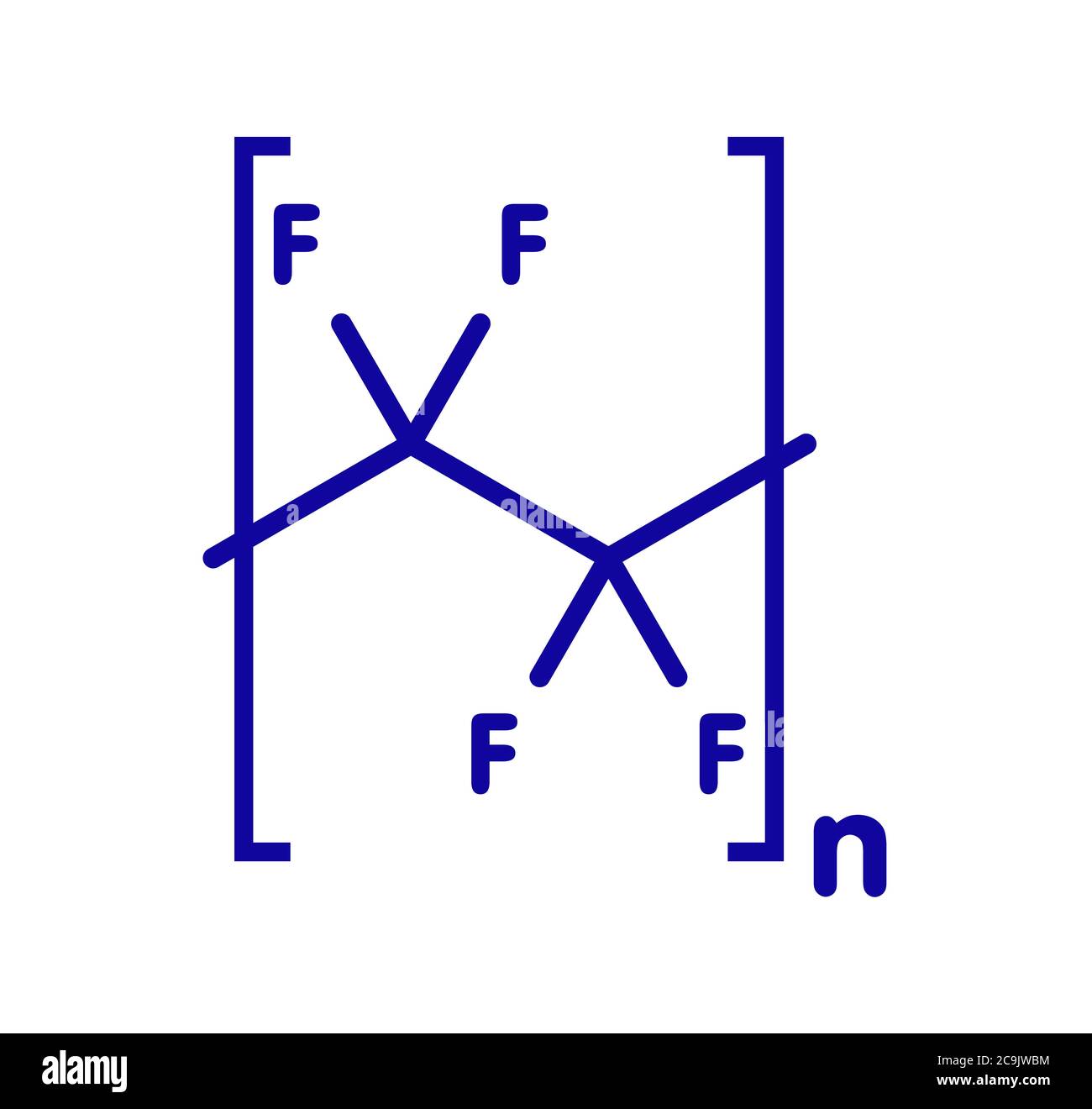 Polytetrafluoroethylene (PTFE) polymer, chemical structure. Used as ...