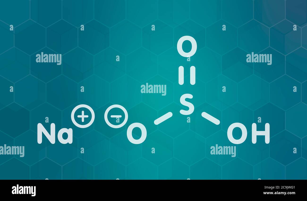 Sodium bisulfite salt, chemical structure. Used as food preservative