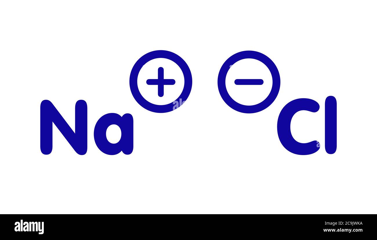 Sodium chloride (table salt), chemical structure. Blue skeletal formula