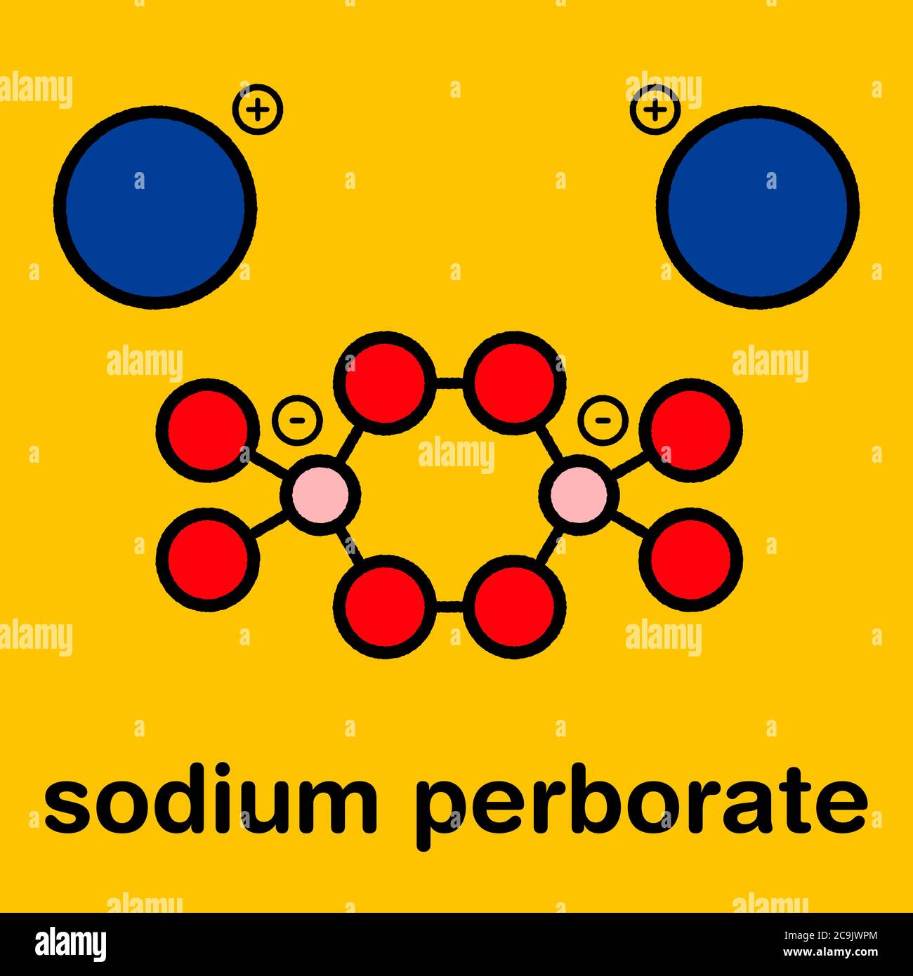 Sodium perborate. Used in detergents and bleaching products. Stylized