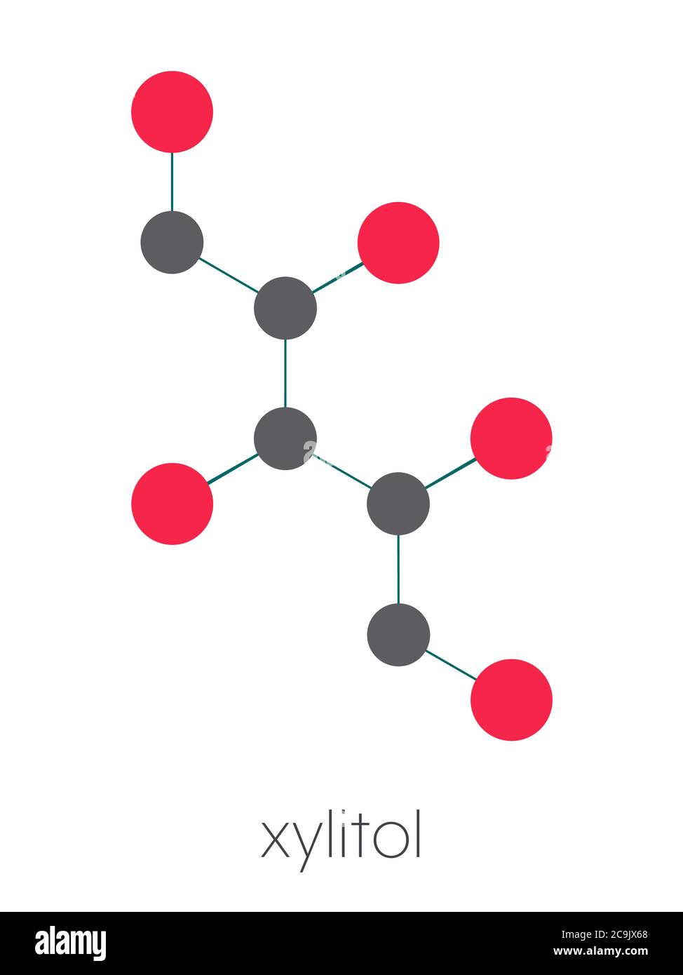 Xylitol artificial sweetener molecule. Used as sugar substitute