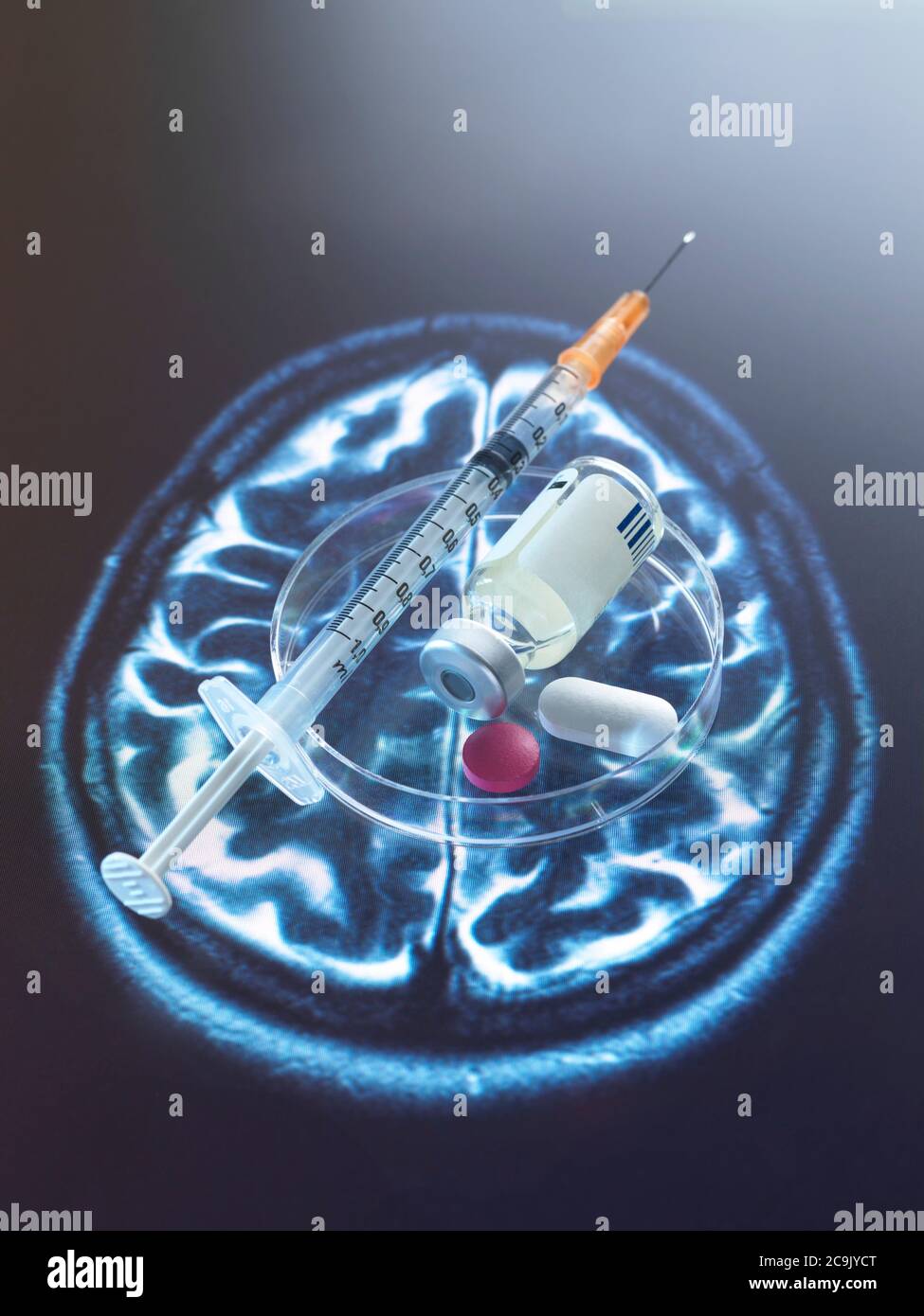 Conceptual image of research into a cure for brain disorders. Stock Photo