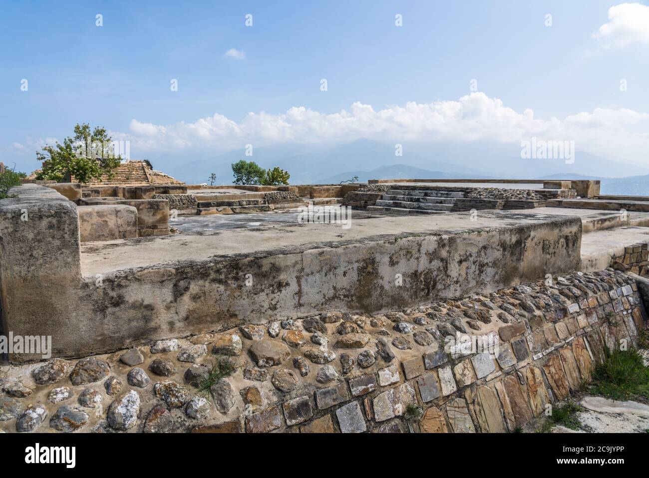 The East House or Casa de Oriente in the ruins of the Zapotec city of Atzompa, near Oaxaca, Mexico. Stock Photo