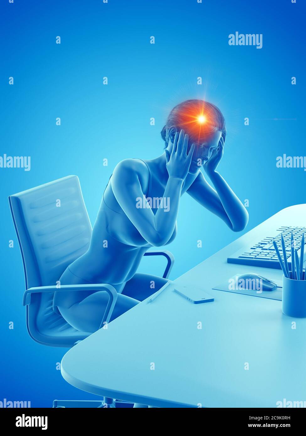 Headache illustration 3d woman hi-res stock photography and images - Alamy