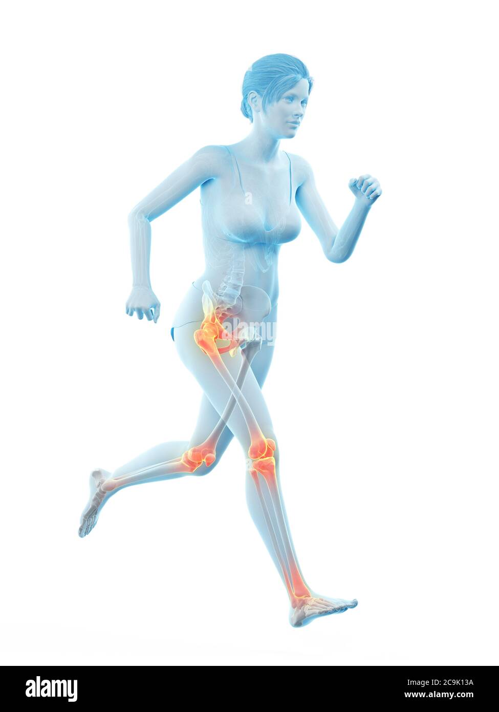 Woman with painful joints while running, illustration Stock Photo Alamy