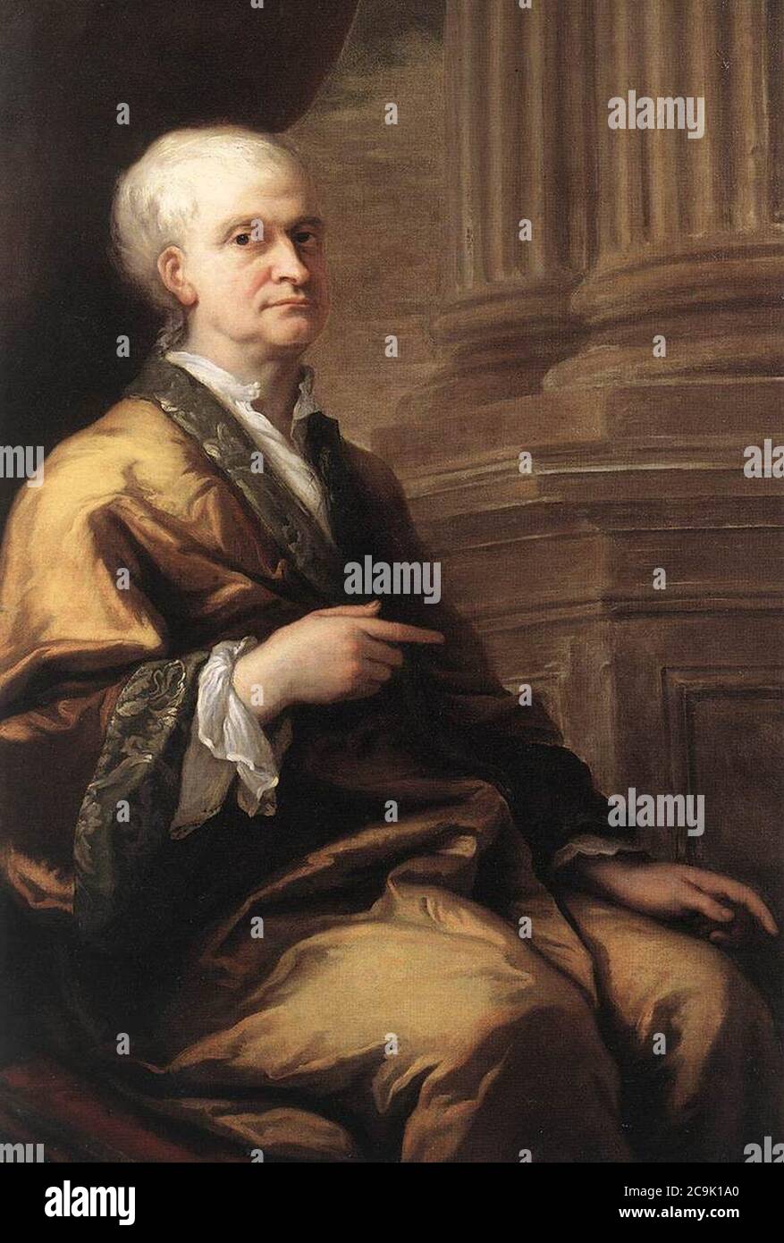 1600s ENGRAVING OF SIR ISAAC NEWTON AS YOUNG MAN SITTING UNDER