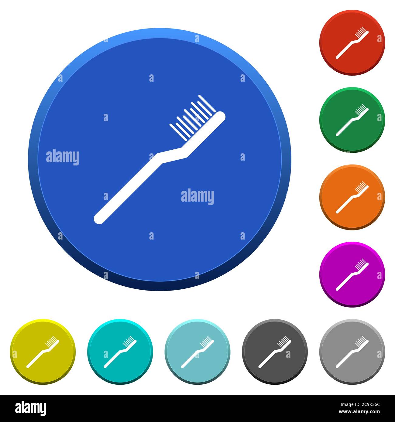 Toothbrush round color beveled buttons with smooth surfaces and flat ...