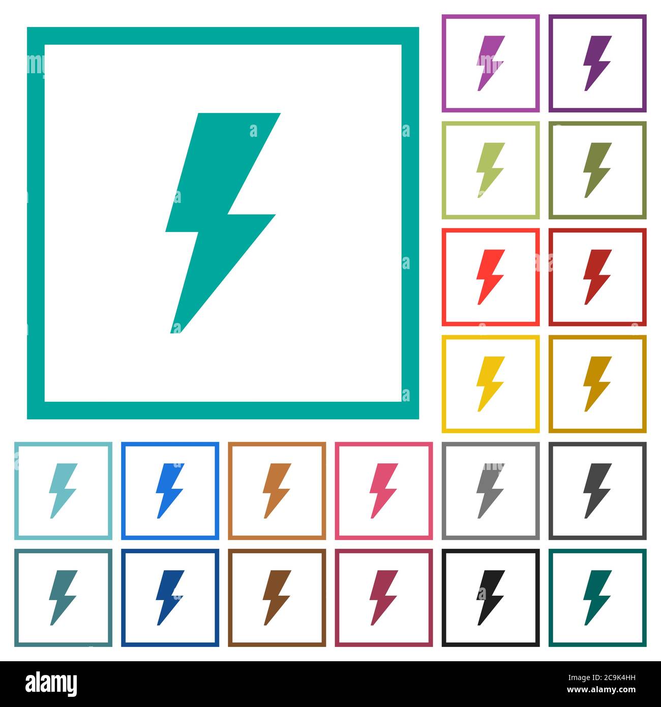 Flash flat color icons with quadrant frames on white background Stock ...