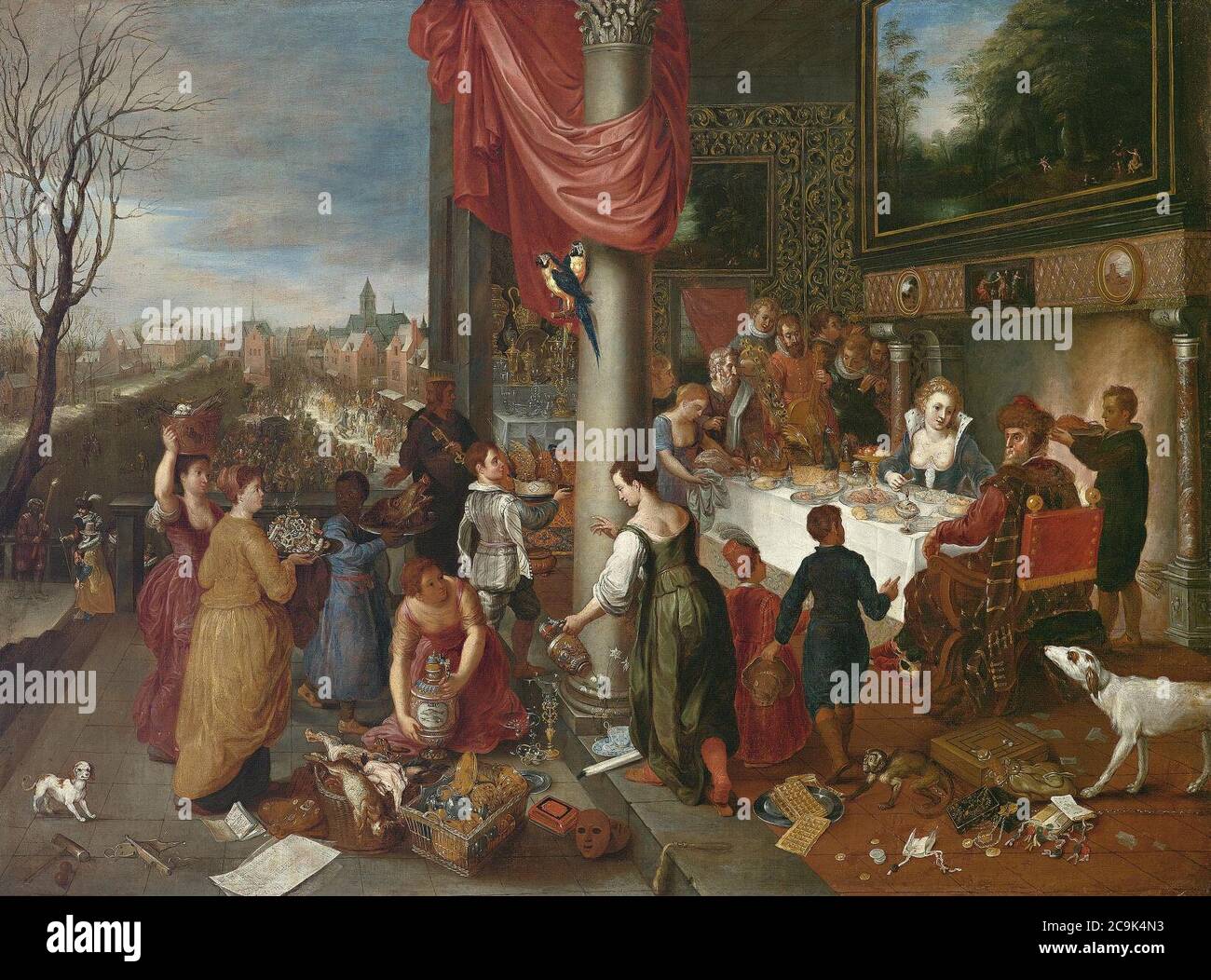 Jan Brueghel de Oude (atelier) - Allegorie van de Winter. Stock Photo