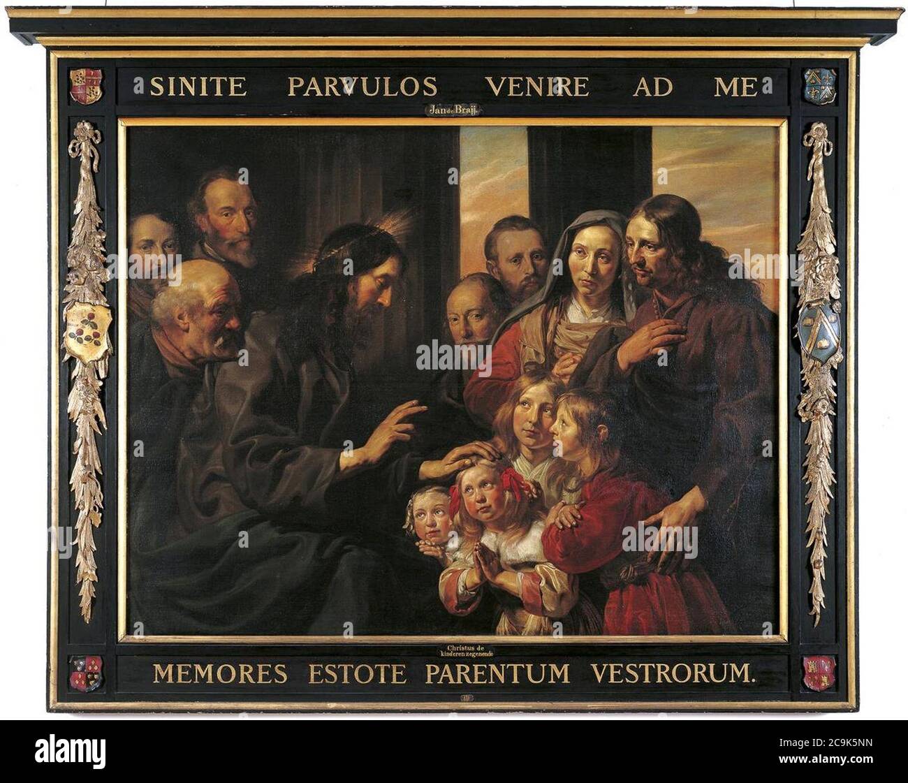 Jan de Bray - Christus zegent de kinderen familieportret Braems-Van der Laen - 1663. Stock Photo