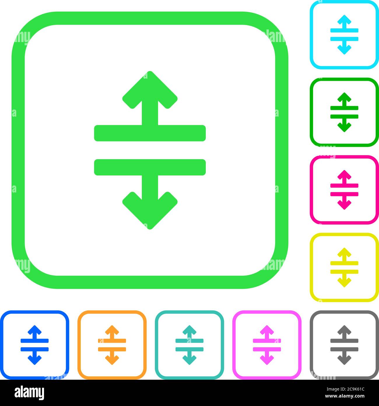 Horizontal split vivid colored flat icons in curved borders on white background Stock Vector