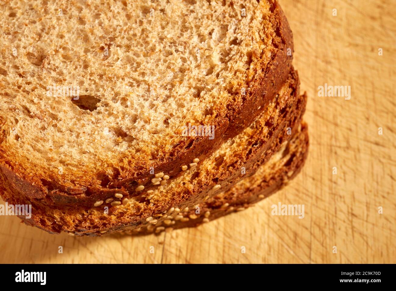 whole grain bread slices, sometimes called whole meal Stock Photo