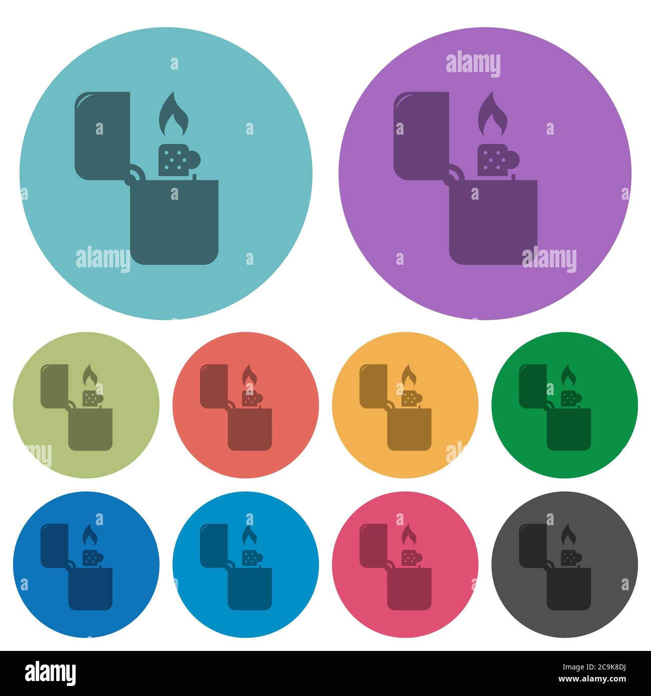 Lighter darker flat icons on color round background Stock Vector