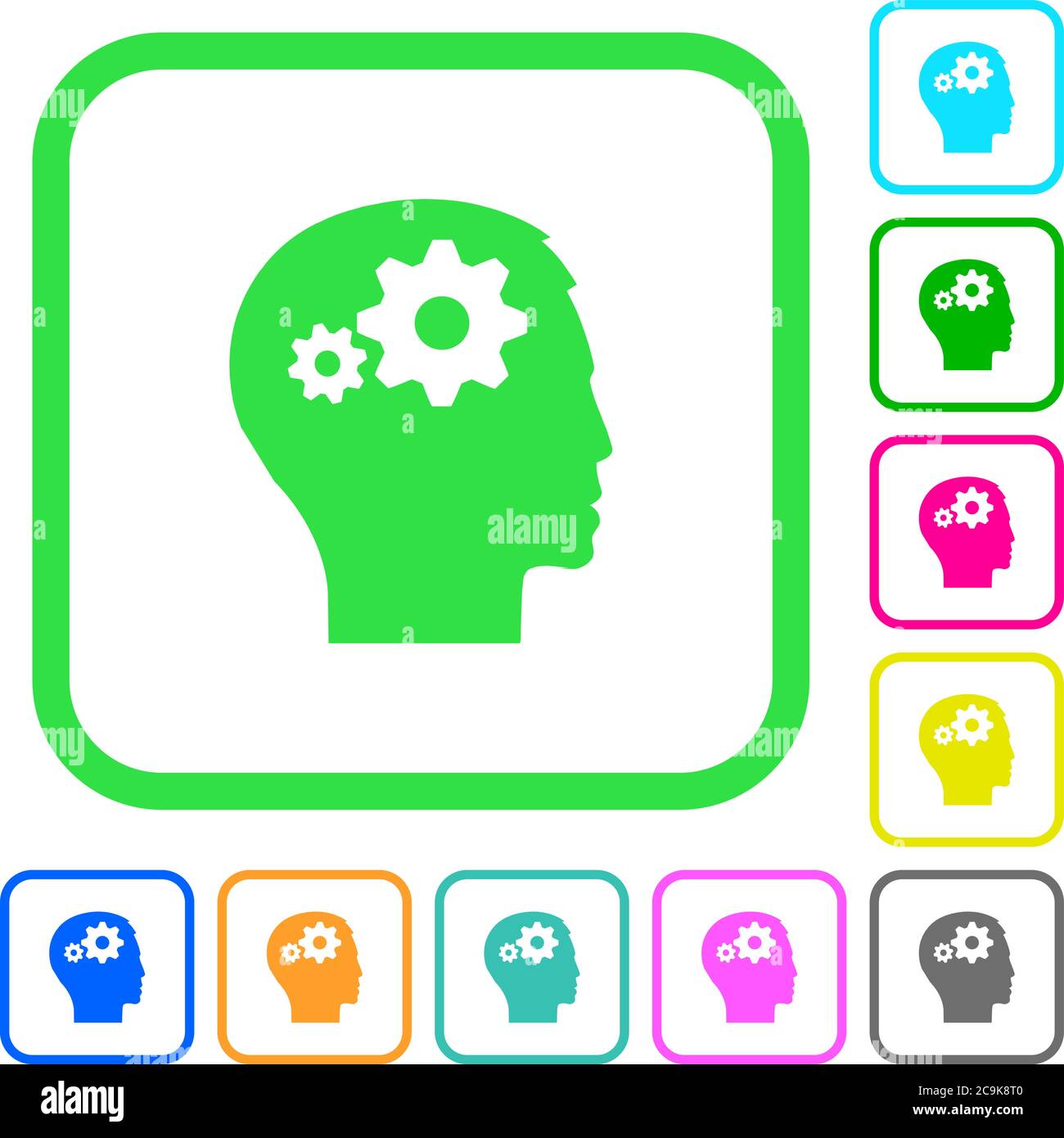 User settings vivid colored flat icons in curved borders on white ...