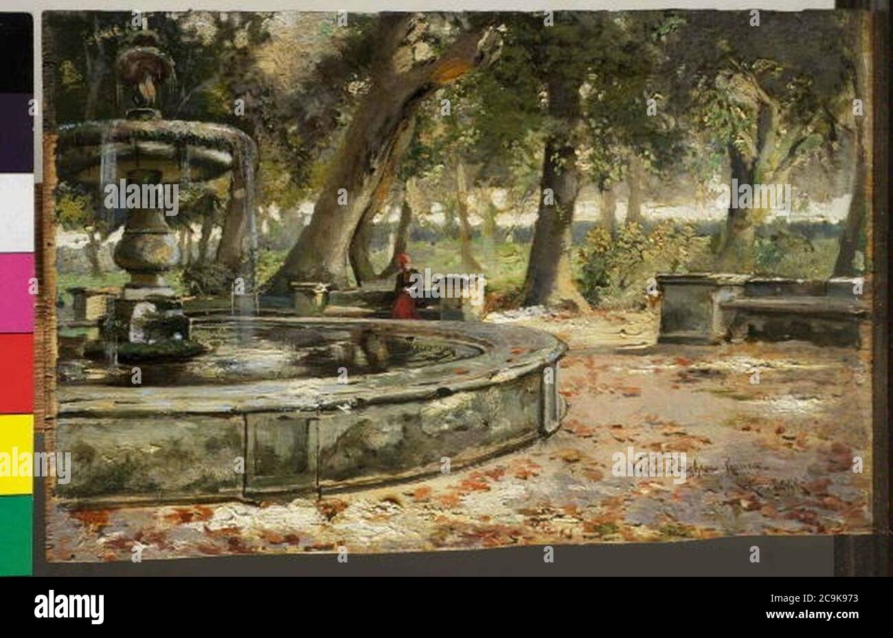 Jan Skramlik 1860-1936 - Zahrada Villy Borghese v Rime. Stock Photo