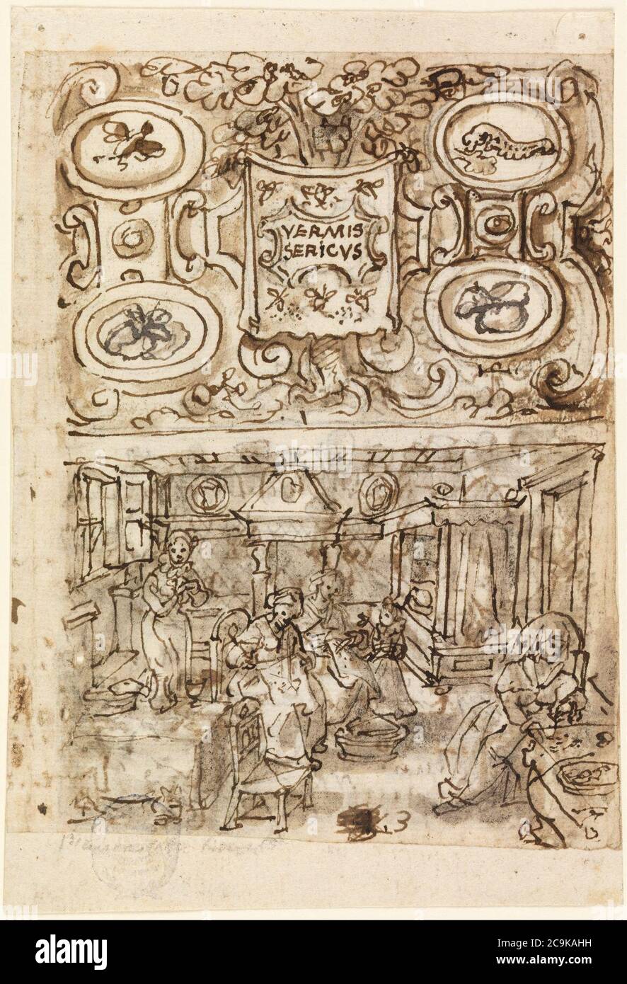 Jan van der Straet, called Stradanus - Title page for Sericulture ...