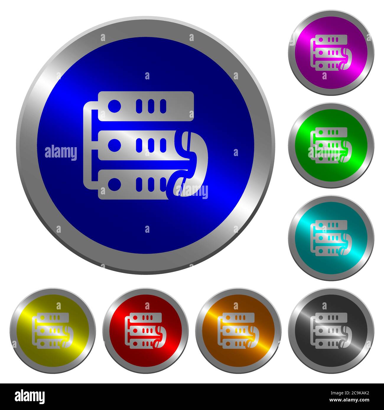 VoIP call icons on round luminous coin-like color steel buttons Stock ...