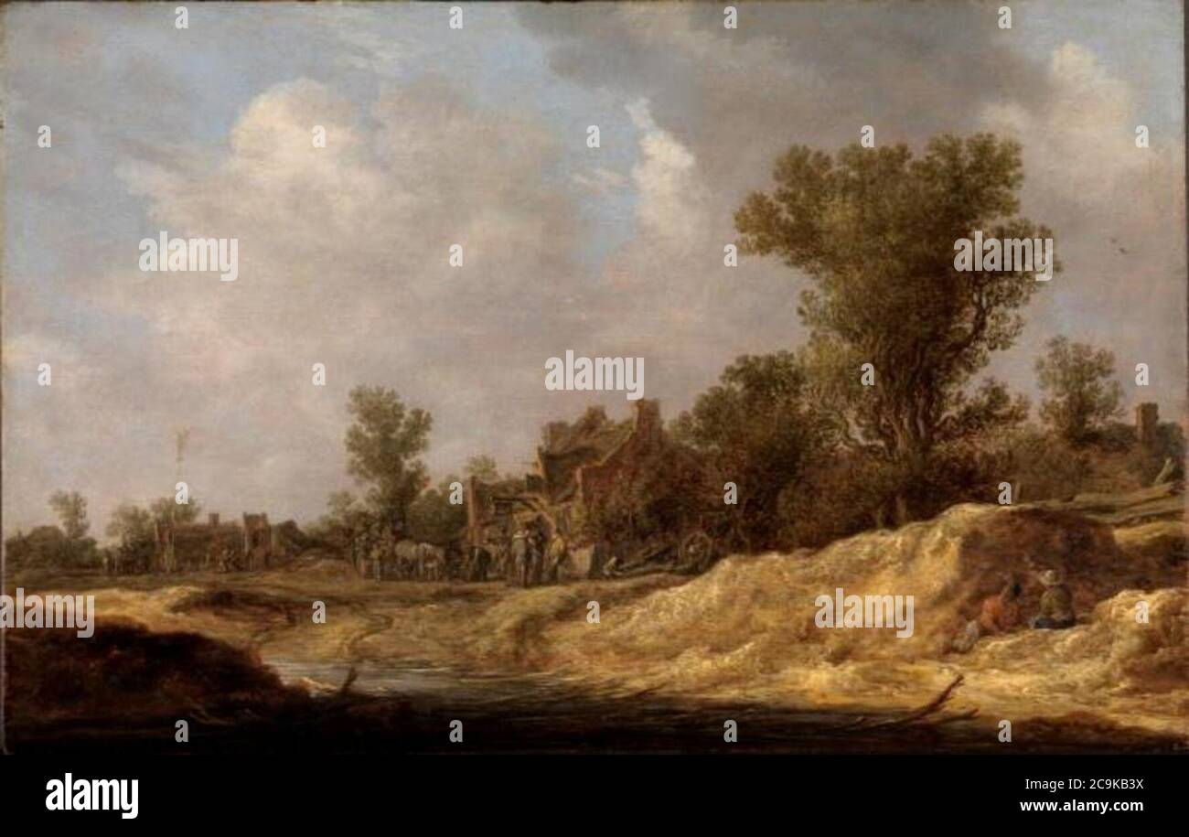 Jan van Goyen - Landschap met rustende boeren - 2680 - Staatliche Kunsthalle Karlsruhe. Stock Photo