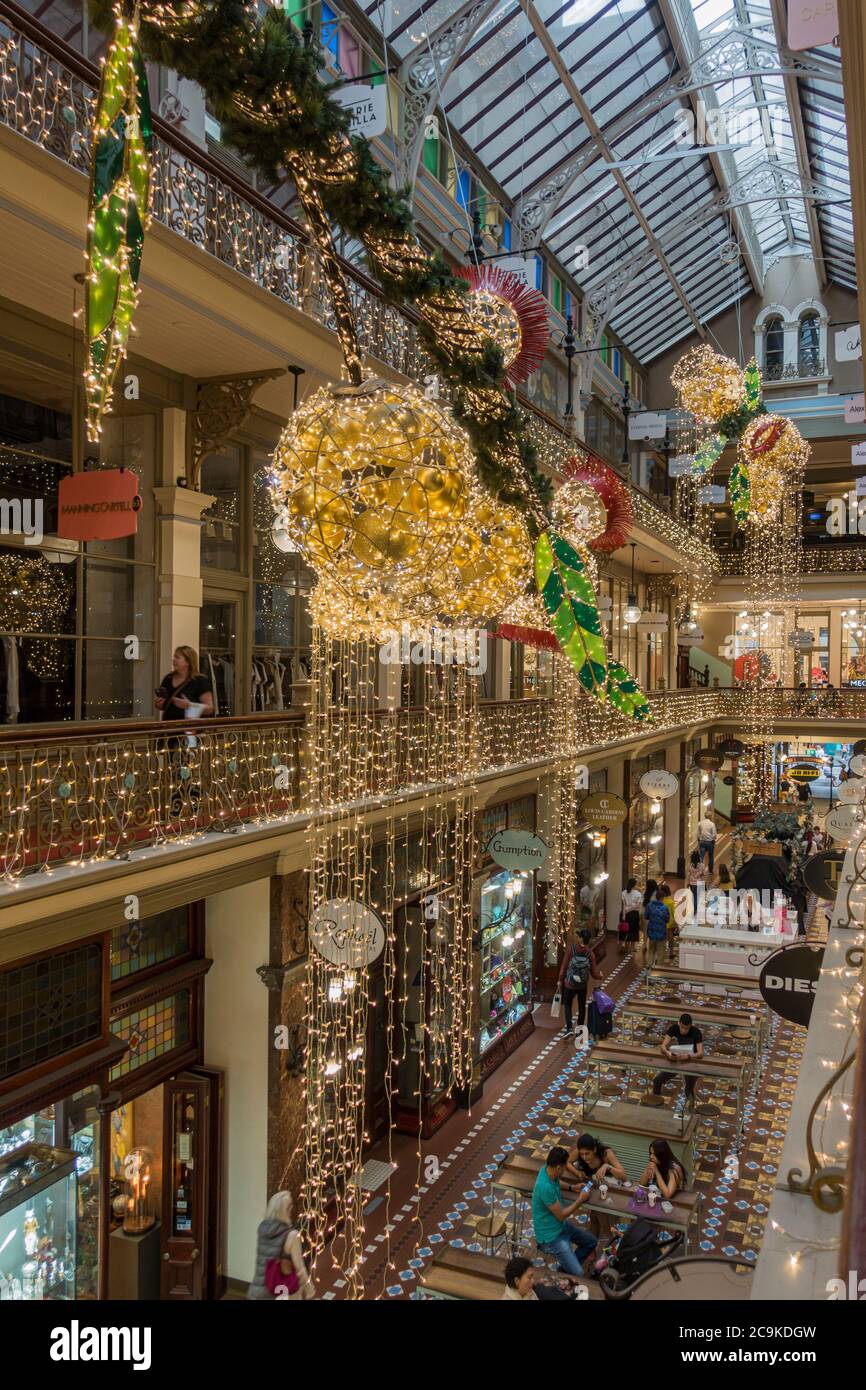 Christmas decorations in the historic Strand Arcade, Sydney, Australia