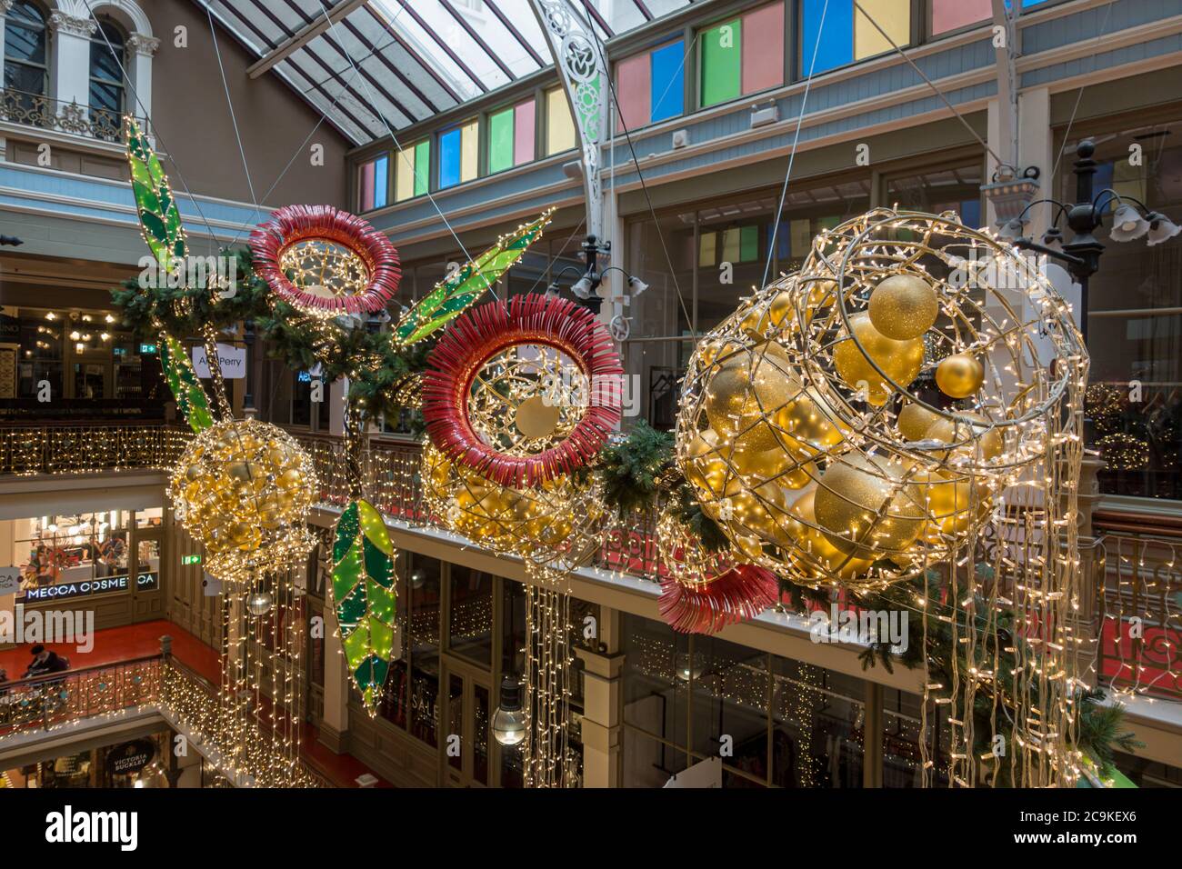 Christmas decorations in the historic Strand Arcade, Sydney, Australia