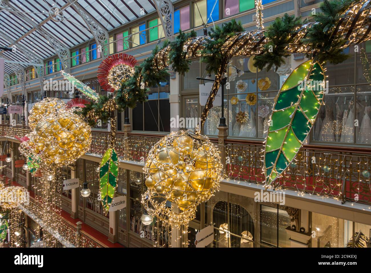 Christmas decorations in the historic Strand Arcade, Sydney, Australia