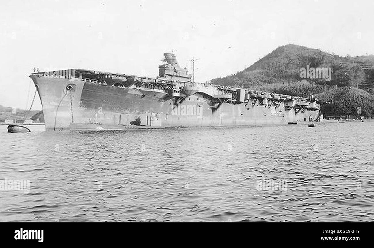 Japanese aircraft carrier Junyō anchored at Sasebo Japan on 26 ...