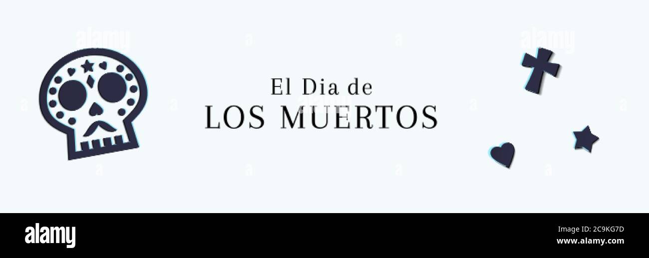 El Dia De Los Muertos Sale Web Banner. Day Of the Dead Clearance Promo Background Stock Vector