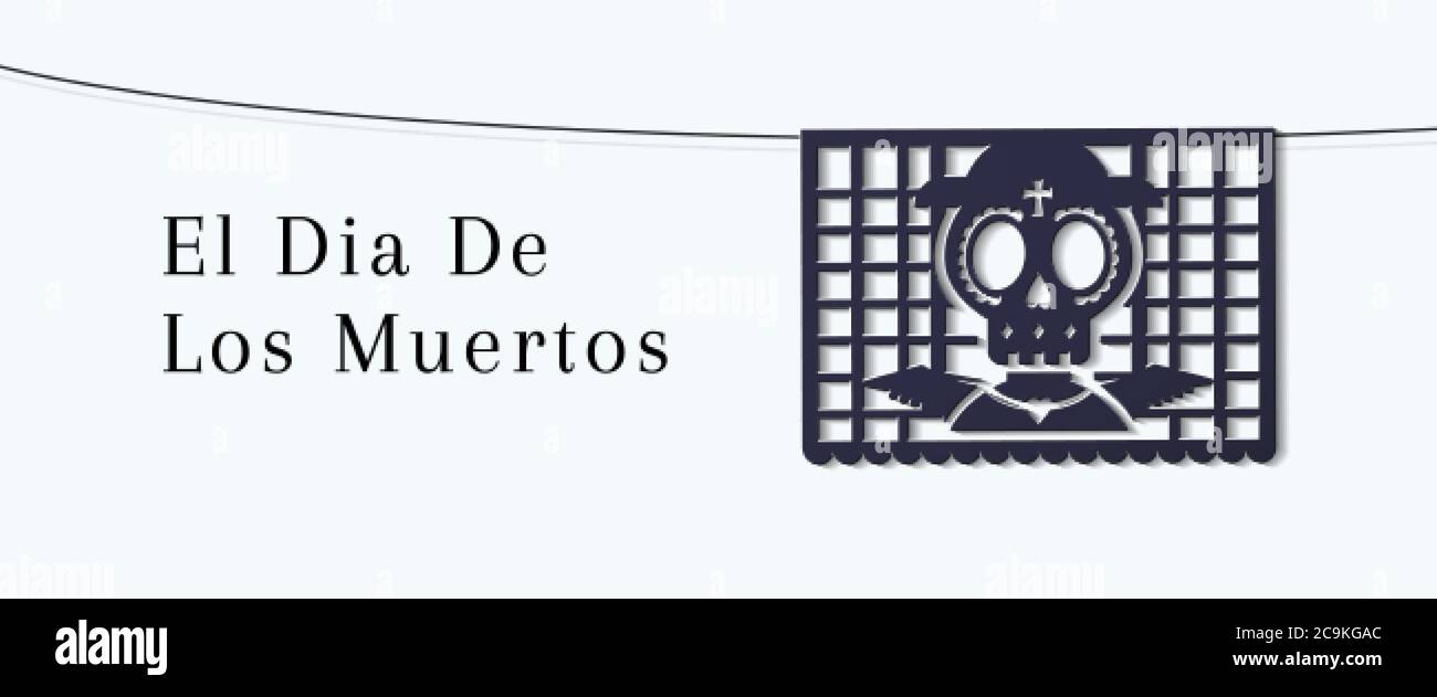 El Dia De Los Muertos Sale Web Banner. Day Of the Dead Clearance Promo Background Stock Vector