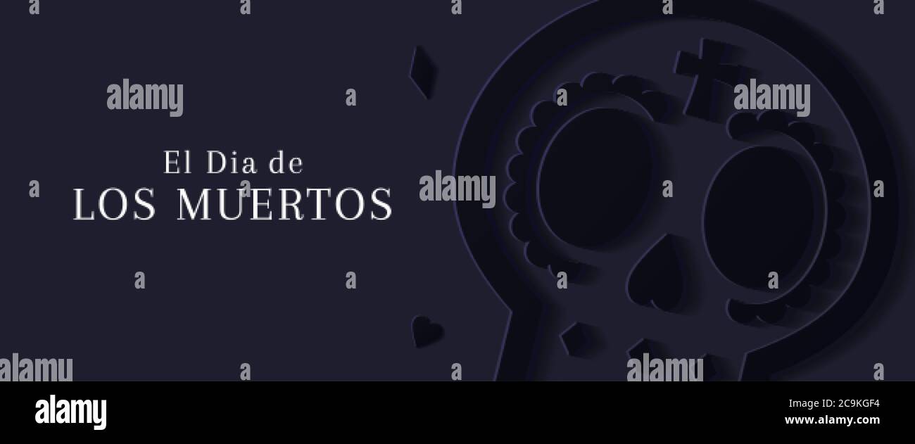 El Dia De Los Muertos Sale Web Banner. Day Of the Dead Clearance Promo Background Stock Vector