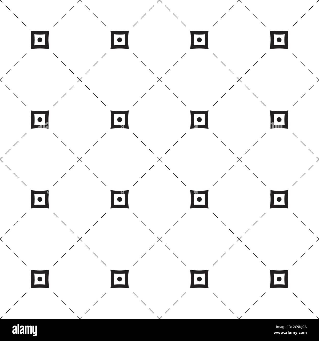 Seamless geometric pattern. Abstract seamless background of dotted and crossed line. Geometric shapes, cross, circle, rhombus, diagonal dotted line. Stock Vector